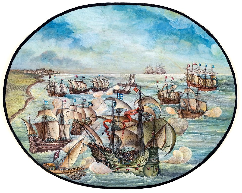 A naval battle close to the shore - Indian-School-98470-6