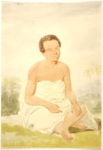A native of Tongatabu, position of the kava drinker, 1854, watercolour by James Gay Sawkins