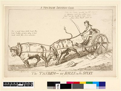 A new Irish jaunting carr. The tandem - or Billy in his sulky. (BM 1865,1111.2016 1)