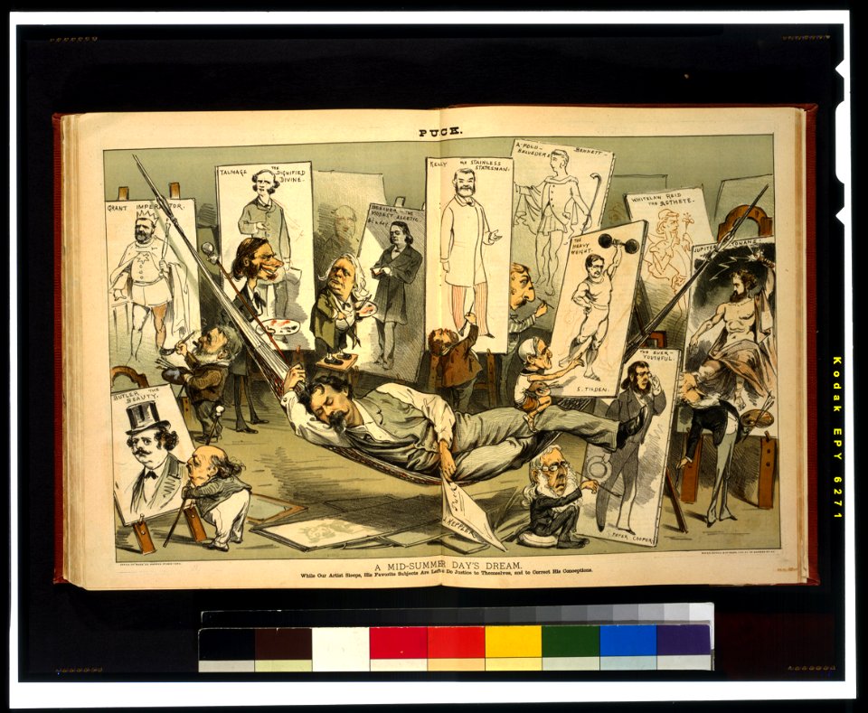 A mid-summer day's dream-While our artist sleeps, his favorite subjects are left to do justice to themselves, and to correct his conceptions - J. Keppler ; Mayer, Merkel & Ottmann, lith., LCCN98502328