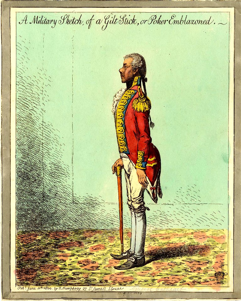 A Military Sketch, of a Gilt Stick, or Poker Emblazoned. (BM 1851,0901.1034)