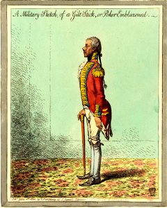 A Military Sketch, of a Gilt Stick, or Poker Emblazoned. (BM 1851,0901.1034)