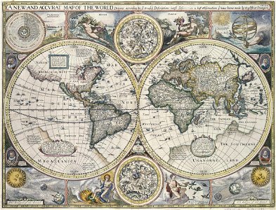 A new and accurat map of the world drawn according to ye truest descriptions latest discoveries and best observations yt have been made by English or strangers. 1626. (at foot) Are to be sold in Pops-head Alle by Geor- RMG F0331