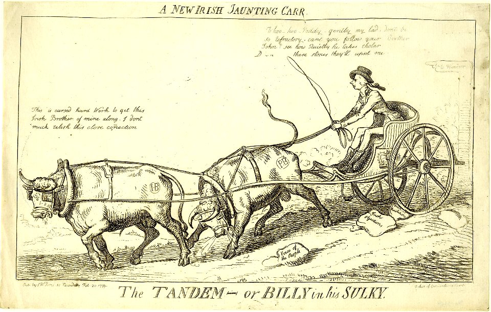 A new Irish jaunting carr. The tandem - or Billy in his sulky. (BM 1865,1111.2016)