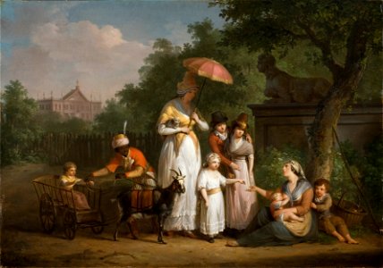 A Noble Family Distributing Alms in a Park (Mathys Ignatius van Bree) - Nationalmuseum - 17364