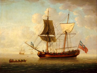 A Naval Brigantine in a Calm Sea RMG BHC1043