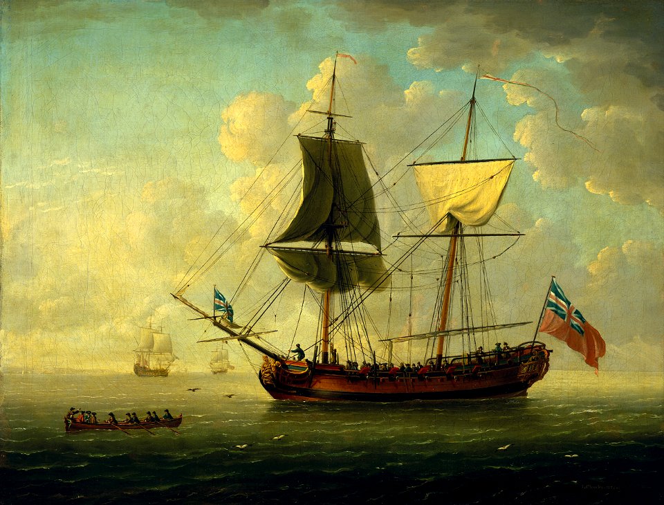 A Naval Brigantine in a Calm Sea RMG L8773