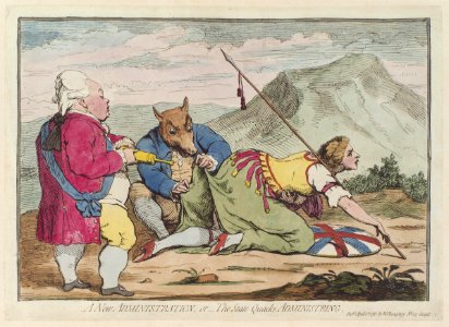 A new administration; or - the state quacks administring' (Frederick North, 2nd Earl of Guilford; Charles James Fox) by James Gillray