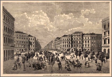 A Nyolcszögű (Octogon) tér a Sugárúton. Vasárnapi Ujság, 1875