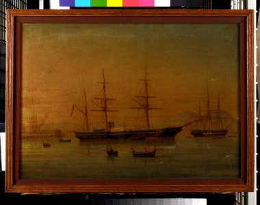 A paddle frigate at anchor off Naples RMG BHC1231