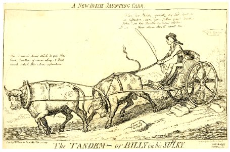 A new Irish jaunting carr. The tandem-or Billy in his sulky. (BM 1868,0808.6820)