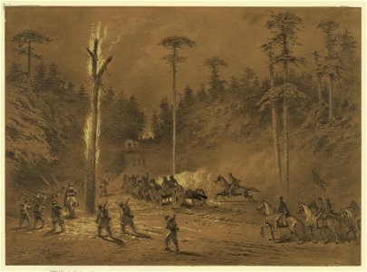 A night march. The army going into action through the woods LCCN2004661516