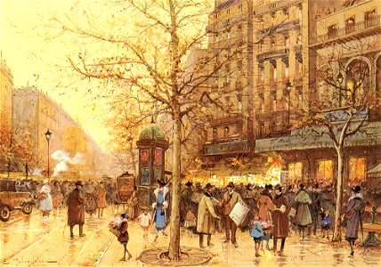 A Paris Street Scene. Free illustration for personal and commercial use.
