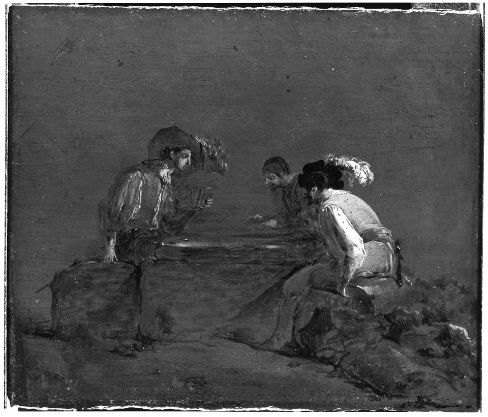 A Peasant and Two Soldiers Playing Dice (Leonard Bramer) - Nationalmuseum - 22316