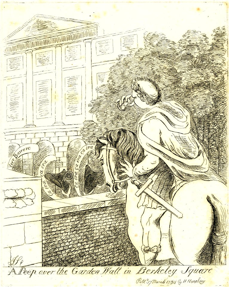 A peep over the garden wall in Berkeley Square (BM 1917,1208.4100)