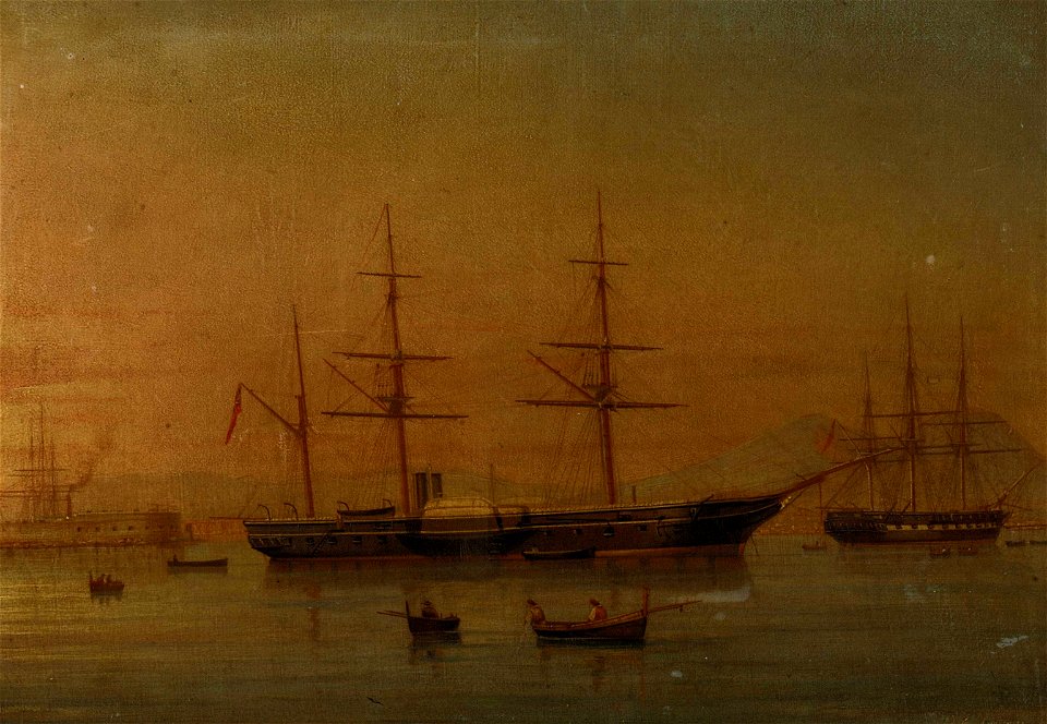 A paddle frigate at anchor off Naples RMG BHC1231 (cropped)