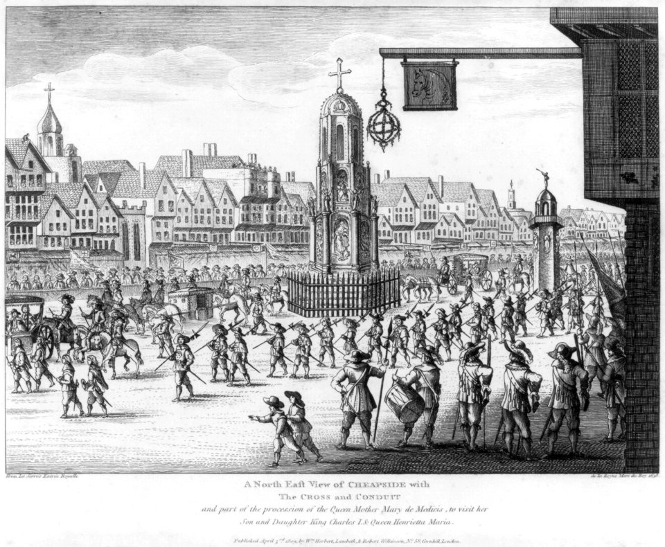 A north east view of Cheapside with the cross and conduit LCCN2004667974