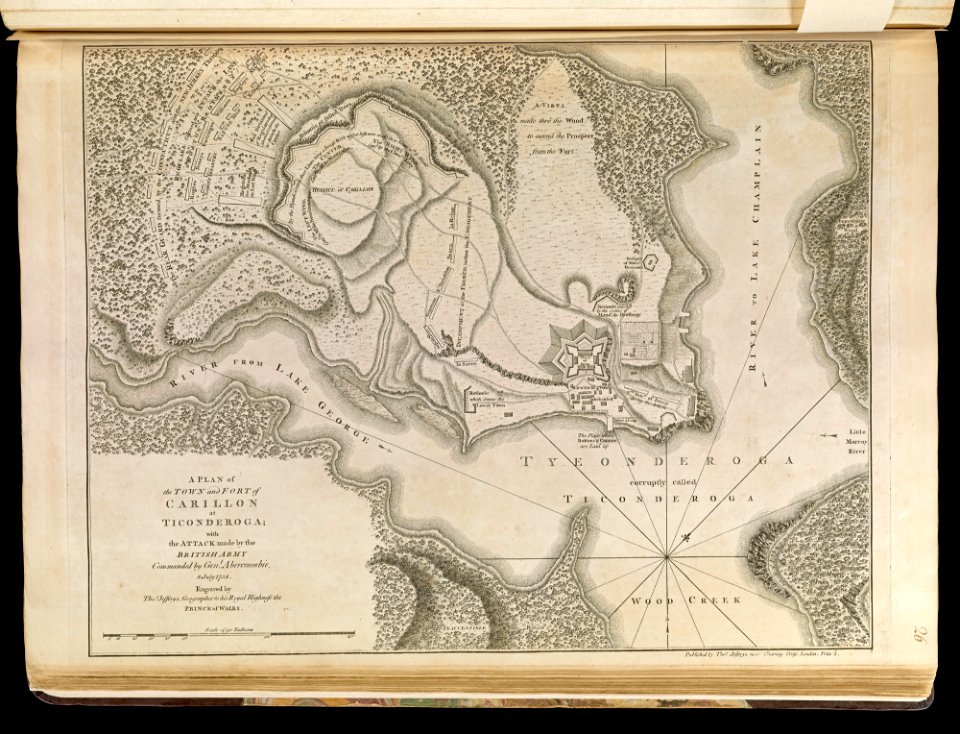 A plan of the town and Fort of Carillon at Ticonderoga - with the attack made by the British army commanded by Genl. Abercrombie, 8 July 1758 (18160080538)