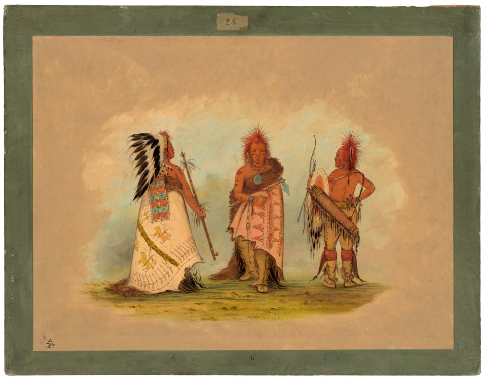 A Pawnee Chief with Two Warriors C16552