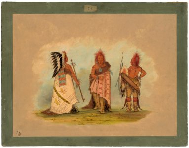 A Pawnee Chief with Two Warriors C16552