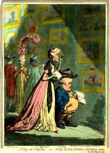 A Peep at Christie's;-or-Tally-ho, & his Nimeney-pimmeney taking the Morning Lounge. (BM 1868,0808.6552). Free illustration for personal and commercial use.