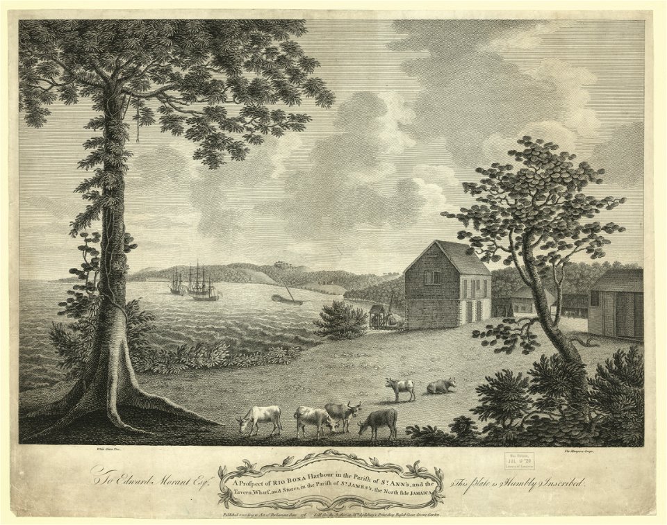 A prospect of Rio Bona harbour in the parish of St. Ann's, and the tavern, wharf, and stores, in the parish of St. James's, the north side Jamaica LCCN2004670567