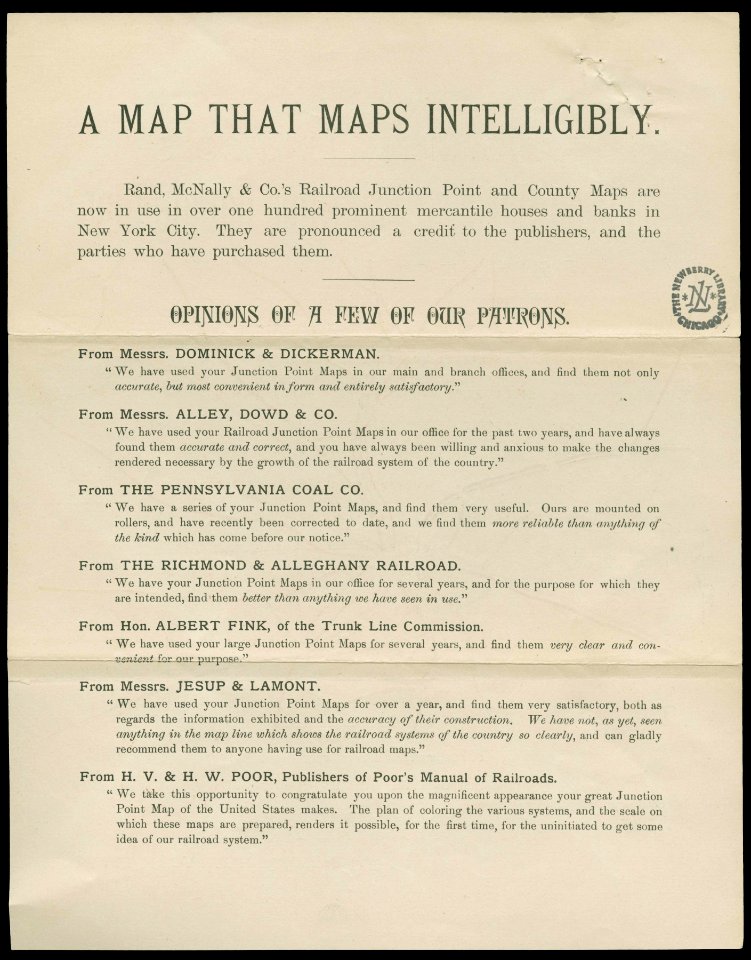 A Piece taken from Rand, McNally & Co.'s Railroad junction point and county map (NBY 5887)