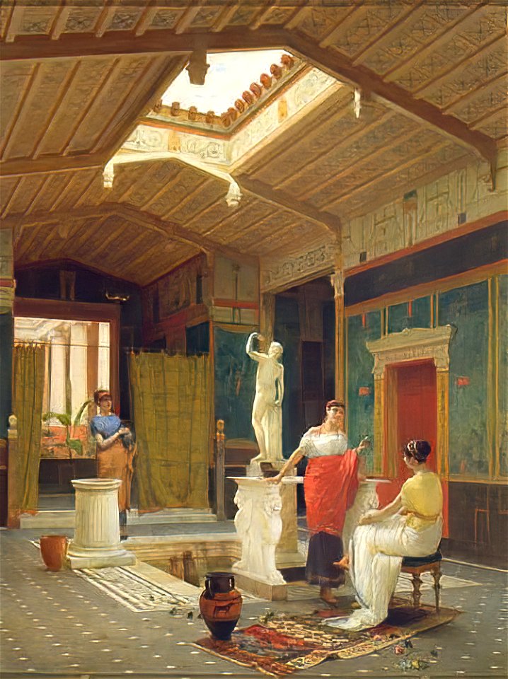 A Pompeian Interior by Luigi Bazzani, 1882