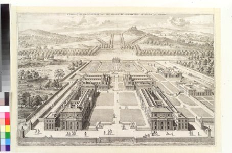 A prospect of Greenwich Hospital for Seamen as designed and Advancing An. MDCXCIX. RMG PZ0474