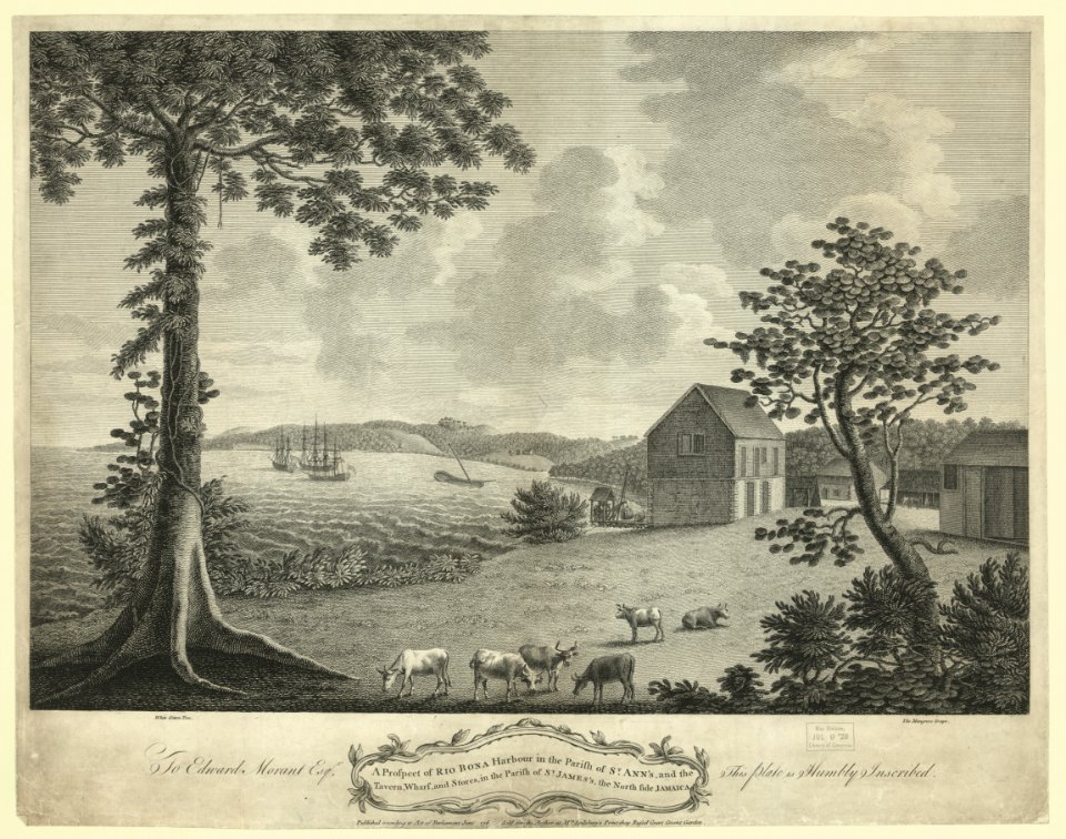 A prospect of Rio Bona harbour in the parish of St. Ann's, and the tavern, wharf, and stores, in the parish of St. James's, the north side Jamaica LCCN2004670567