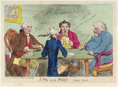 A pig in a poke. Whist, whist' (Sir Joseph Mawbey, 1st Bt) by Samuel William Fores