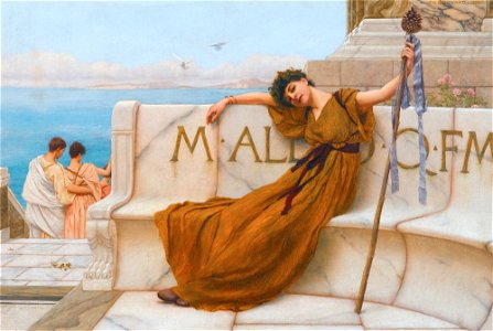 A priestess of Bacchus, by John William Godward
