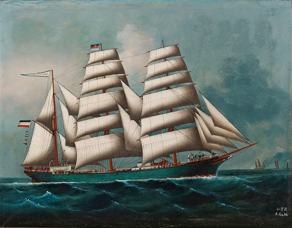 A Pun Woo Kapitänsbild der Dreimastbark Albert Rickmers