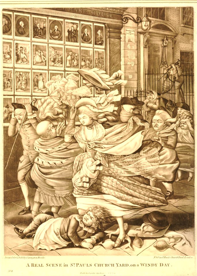 A real scene in St Pauls Church Yard, on a windy day. (BM 1880,1113.3312)