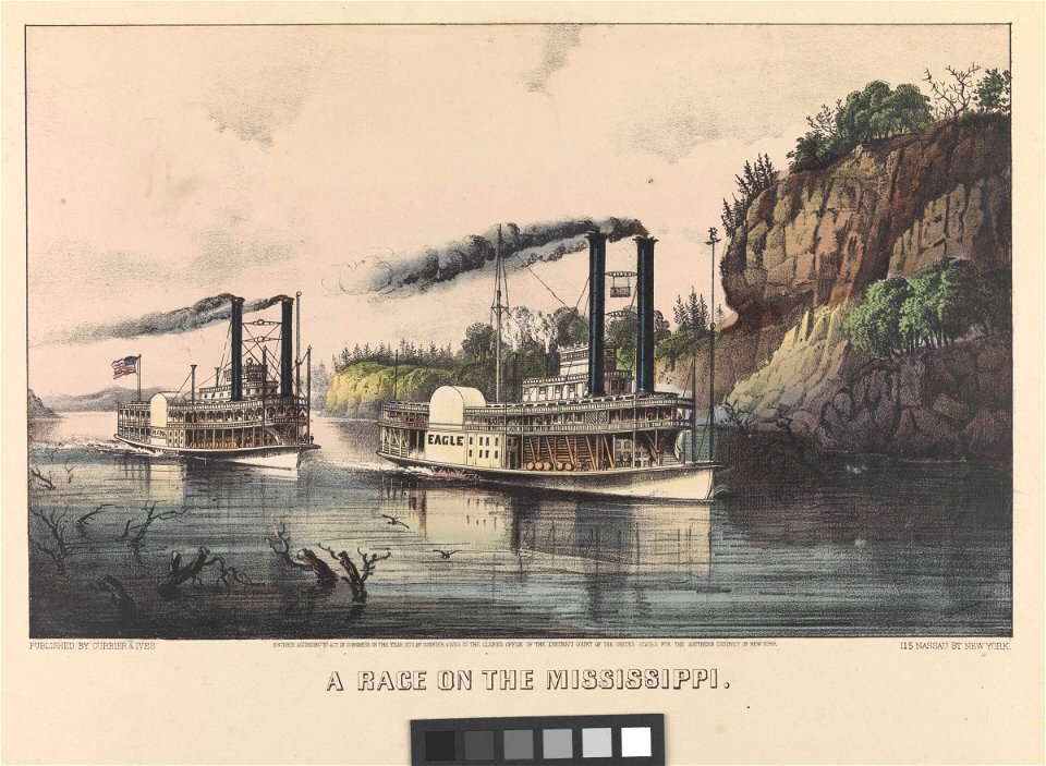 A Race on the Mississippi between paddle steamers Eagle and Diana RMG PY0193