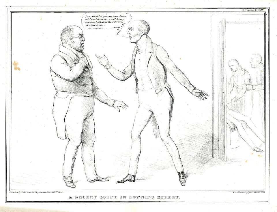 A recent scene in Downing Street. (BM 1857,1222.58)