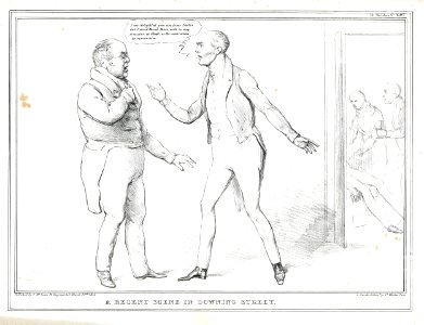 A recent scene in Downing Street. (BM 1857,1222.58)