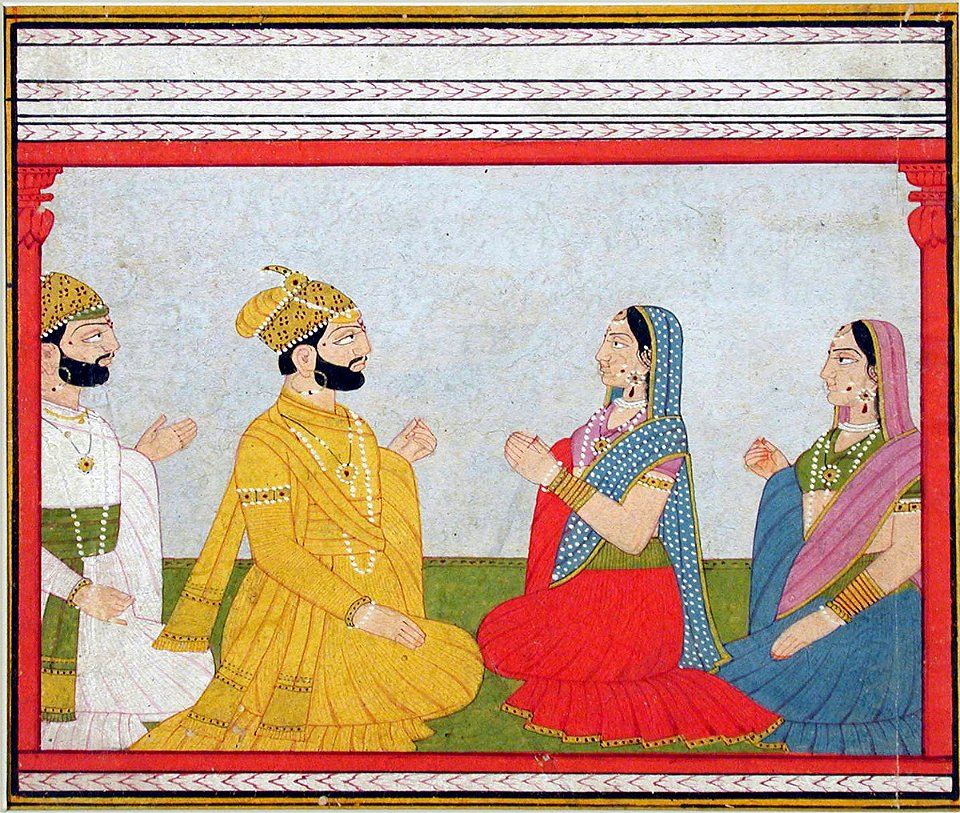 A raja with his lady in a pavilion (6124583789)