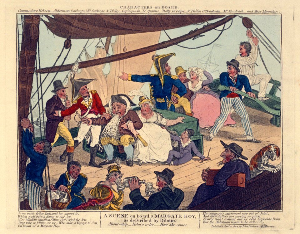 A Scene on board a Margate Hoy as described by Dibdin (caricature) RMG PU4803