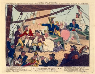 A Scene on board a Margate Hoy as described by Dibdin (caricature) RMG PU4803