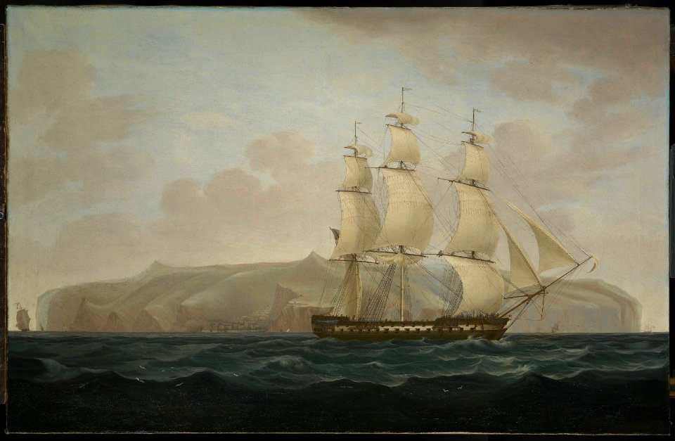 A Royal Navy two-decker off St Helena RMG BHC1093