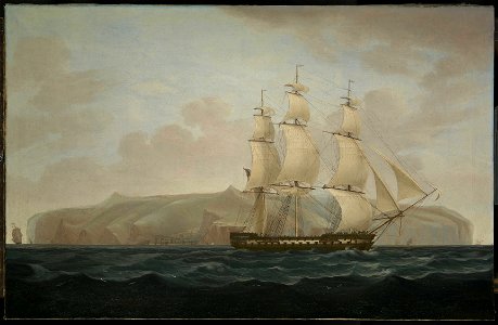 A Royal Navy two-decker off St Helena RMG BHC1093