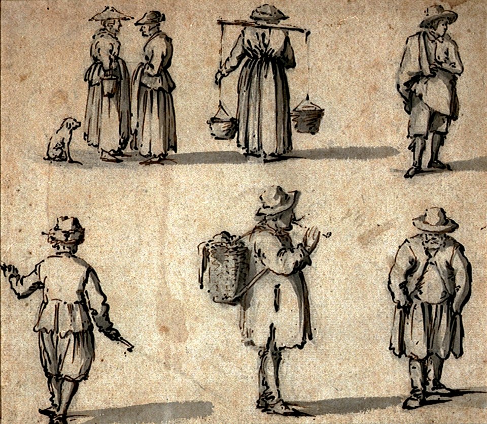 A sheet of six studies of fishing people RMG PV5192