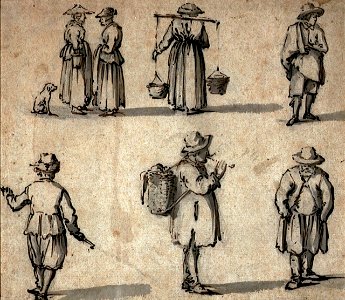 A sheet of six studies of fishing people RMG PV5192