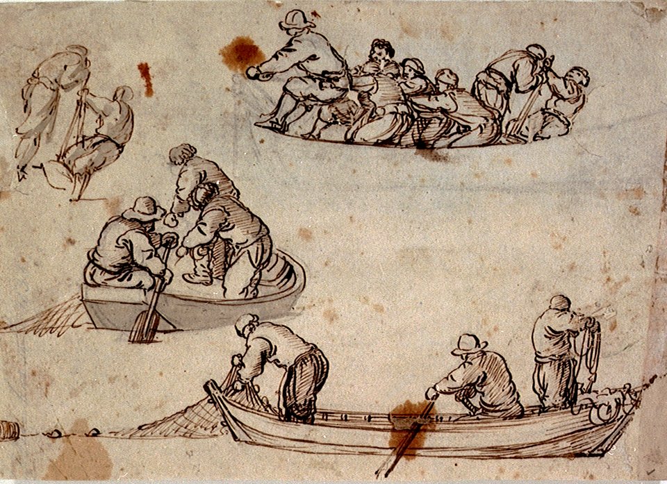A sheet of studies of fishermen in boats RMG PV5198