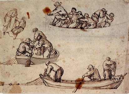 A sheet of studies of fishermen in boats RMG PV5198