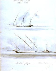 A settee - Privateer, and Neopolitan Galley, Palermo Mole 1811 PW0027