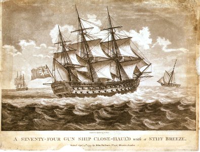 A seventy-four gun ship close-haul'd with a Stiff Breeze RMG PU6041