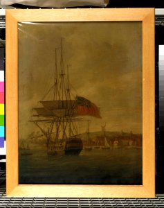 A Ship at Anchor Near a village RMG BHC1131