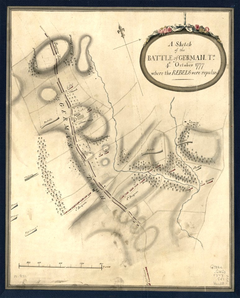 A Sketch of the Battle of German. Tn., 4th. October 1777, where the rebels were repulsed. LOC gm71000932